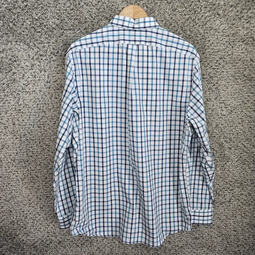 Banana Republic Dress Shirt Mens Large 16-16.5 34/35 Blue Plaid Button Up Casual